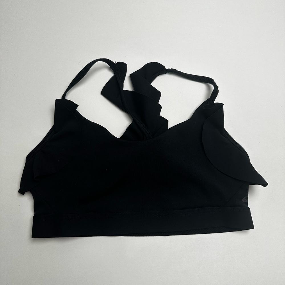 Nike Women Indy Feature Femme Ruffle Sports Bra in Black Medium - Picture 5 of 6
